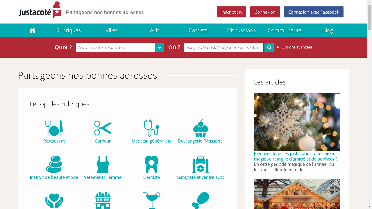 Capture d'écran de http://www.justacote.com/